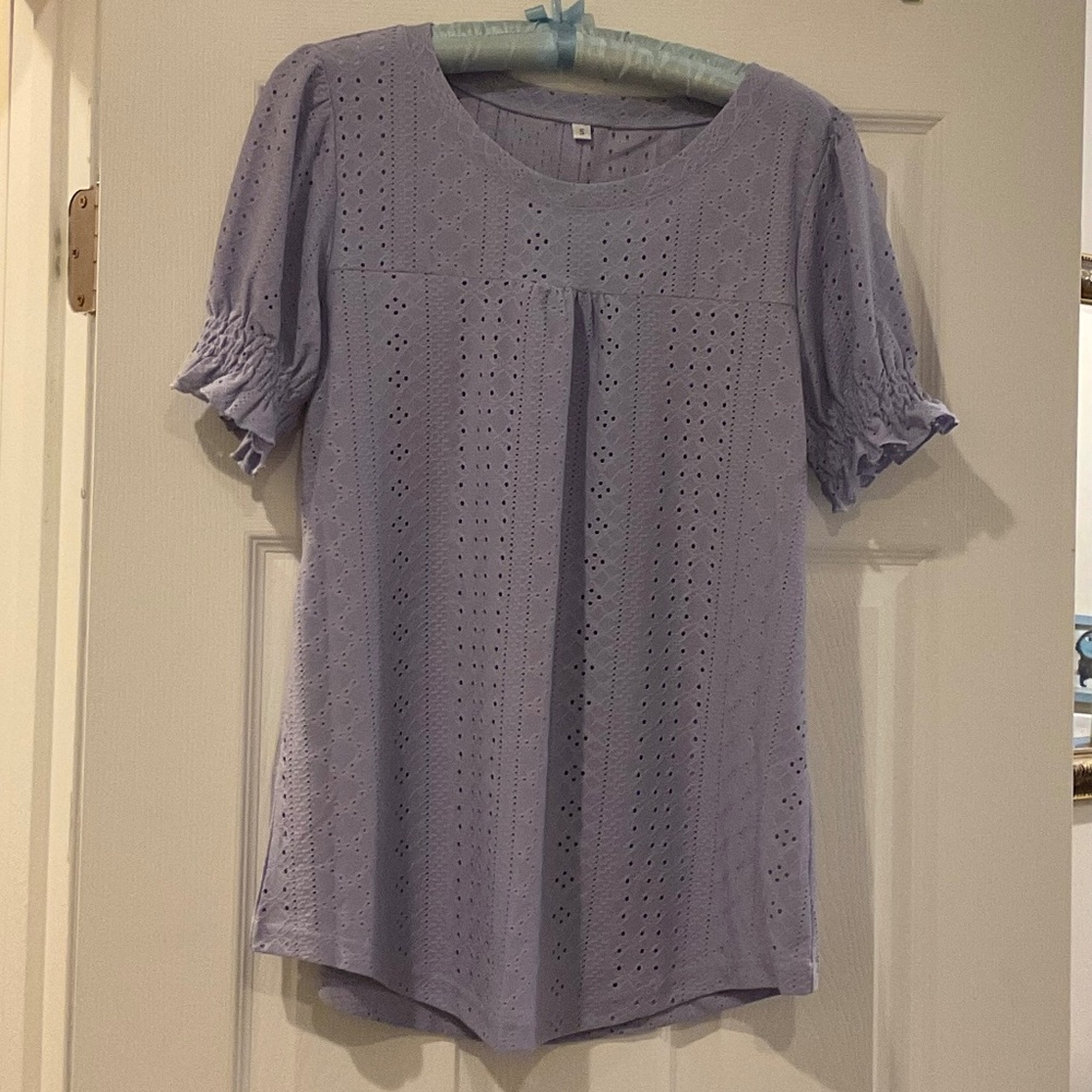 Jiflora Ruffle Sleeve Eyelet Blouse